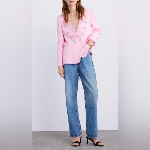 Zara Jackets & Blazers - ZARA- Tweed Fringe Crest Button blazer